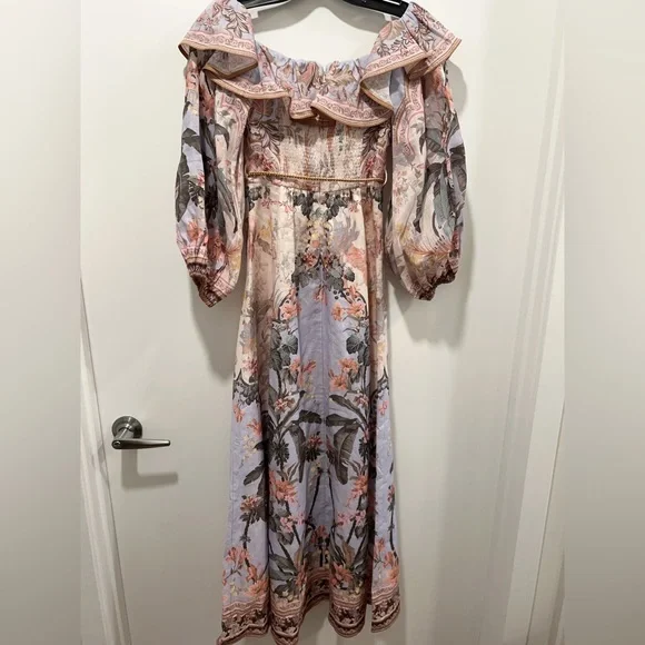 🔥NWT AU0 Zimmermann Wylie Off-The-Shoulder Midi-Dress - Picture 8 of 16